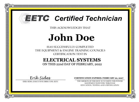 Electronics Technician & Training Certificate .